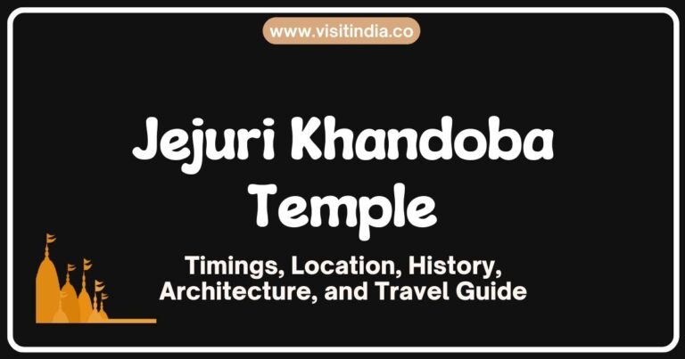 Scenic view of Jejuri Khandoba Temple, a revered pilgrimage site in Maharashtra, showcasing its stunning architecture, vibrant yellow facade, and surrounding lush green hills, attracting devotees and tourists alike.