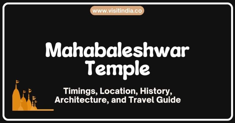 Scenic view of Mahabaleshwar Temple, a historic Hindu shrine in Maharashtra, featuring intricate architectural details and lush green surroundings, showcasing the spiritual significance and cultural heritage of the site.