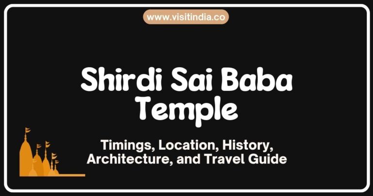 Beautiful panoramic view of the Shirdi Sai Baba Temple, showcasing its stunning architecture, intricate carvings, and vibrant atmosphere filled with devotees. The image captures the iconic dome and serene ambiance of the temple, a spiritual hub for Sai Baba followers seeking blessings and peace.